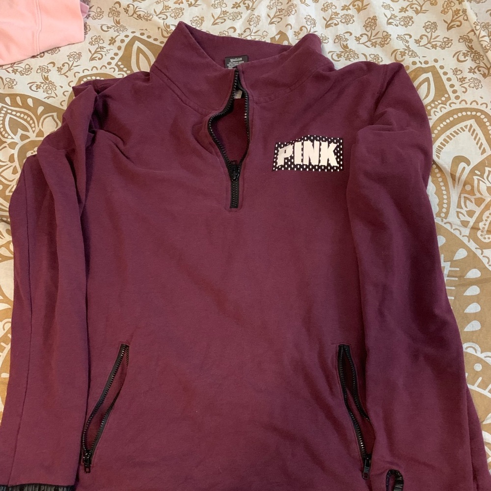 Victoria Secret Pink Maroon Quarter zip